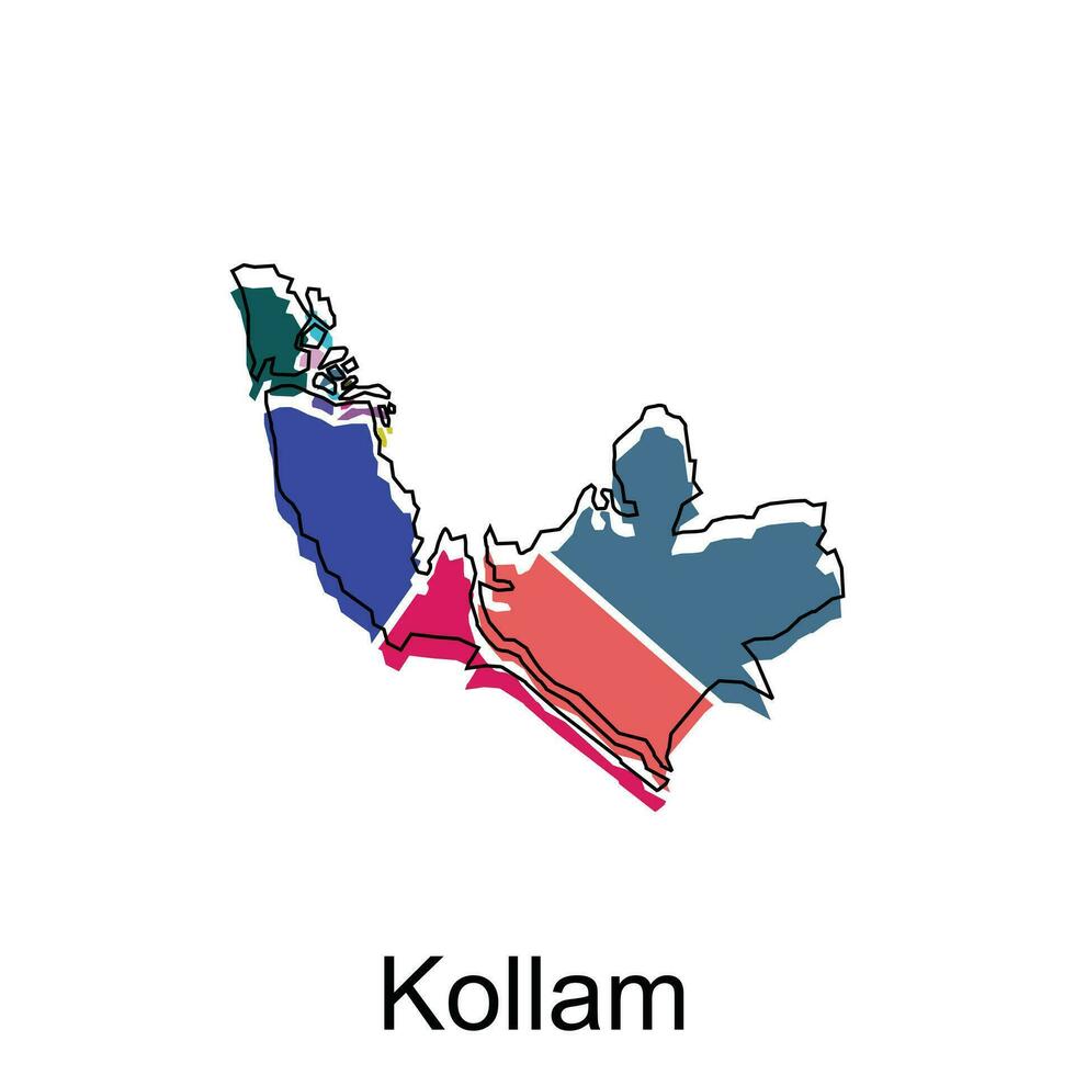 Map Of Kollam City Modern Simple Geometric, illustration vector design template