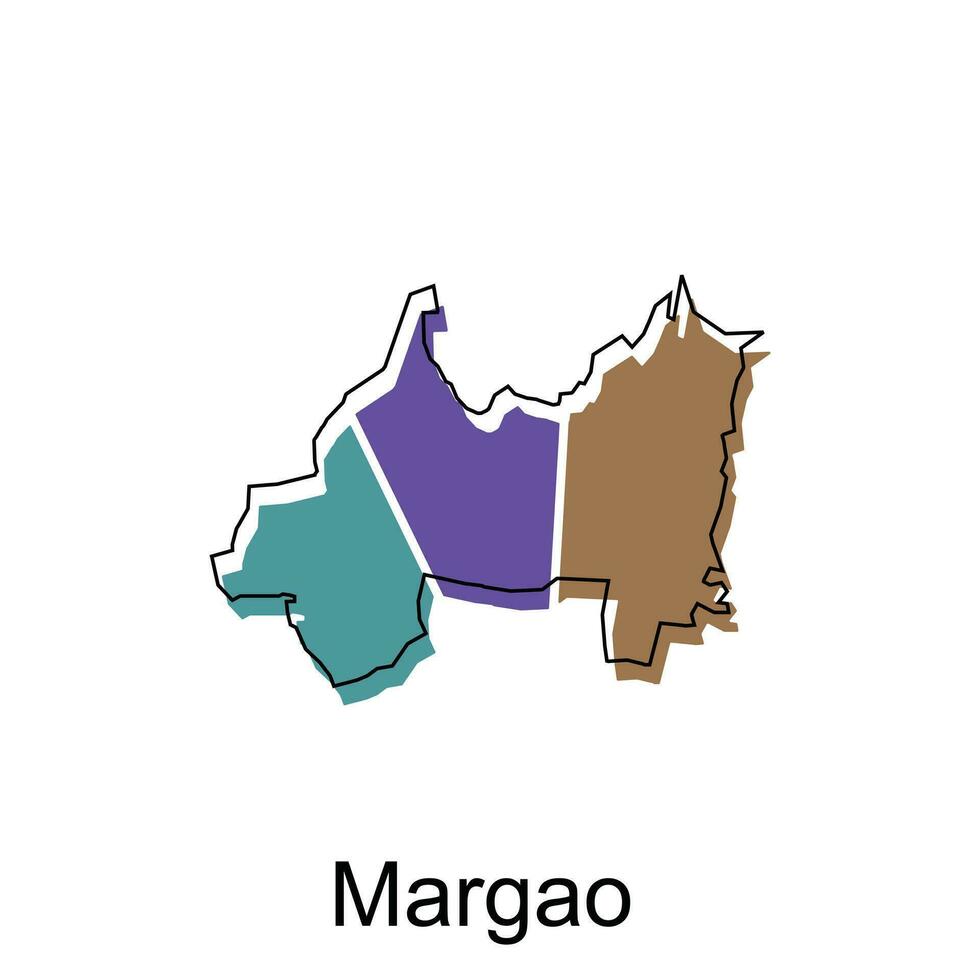 Margao City of India Country map vector illustration design template, vector with outline graphic sketch style on white background