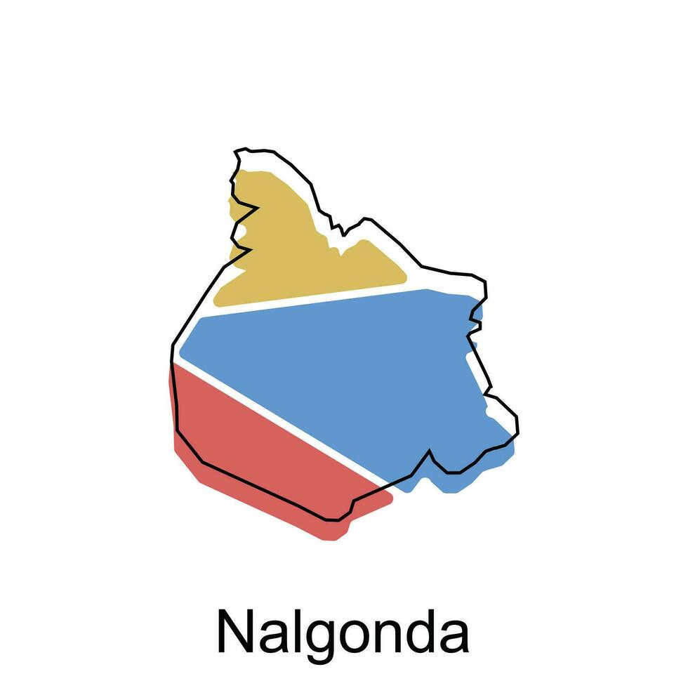 map of Nalgonda vector design template, national borders and important cities illustration