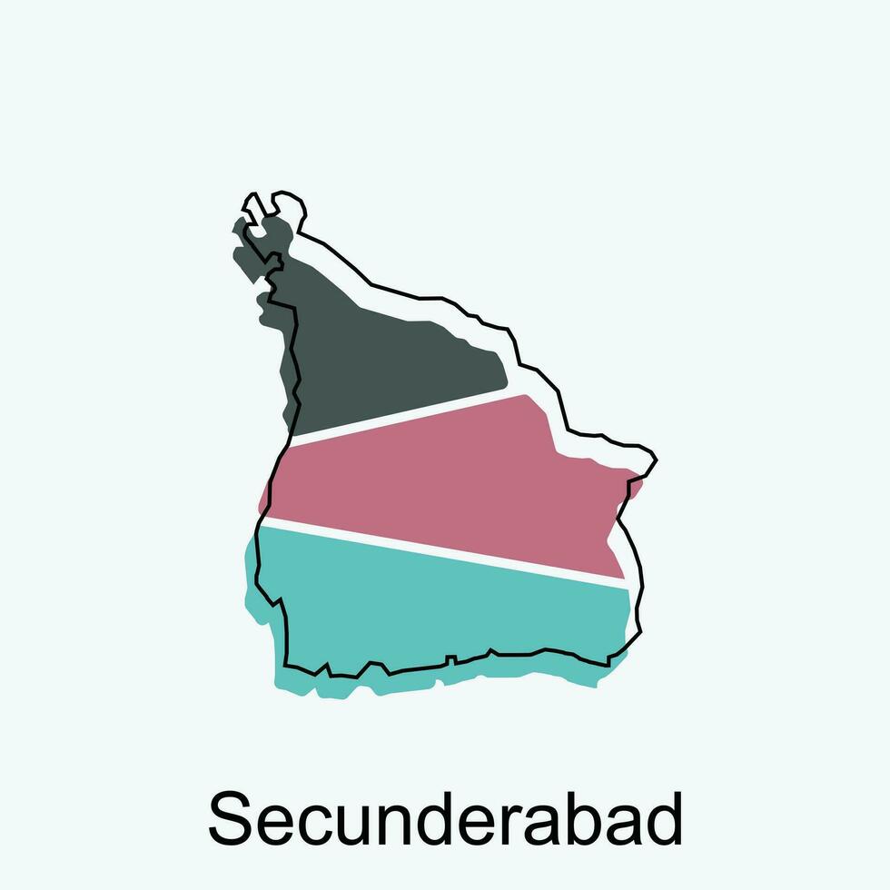 secunderabad ciudad de India país mapa vector ilustración diseño plantilla, vector con contorno gráfico bosquejo estilo en blanco antecedentes