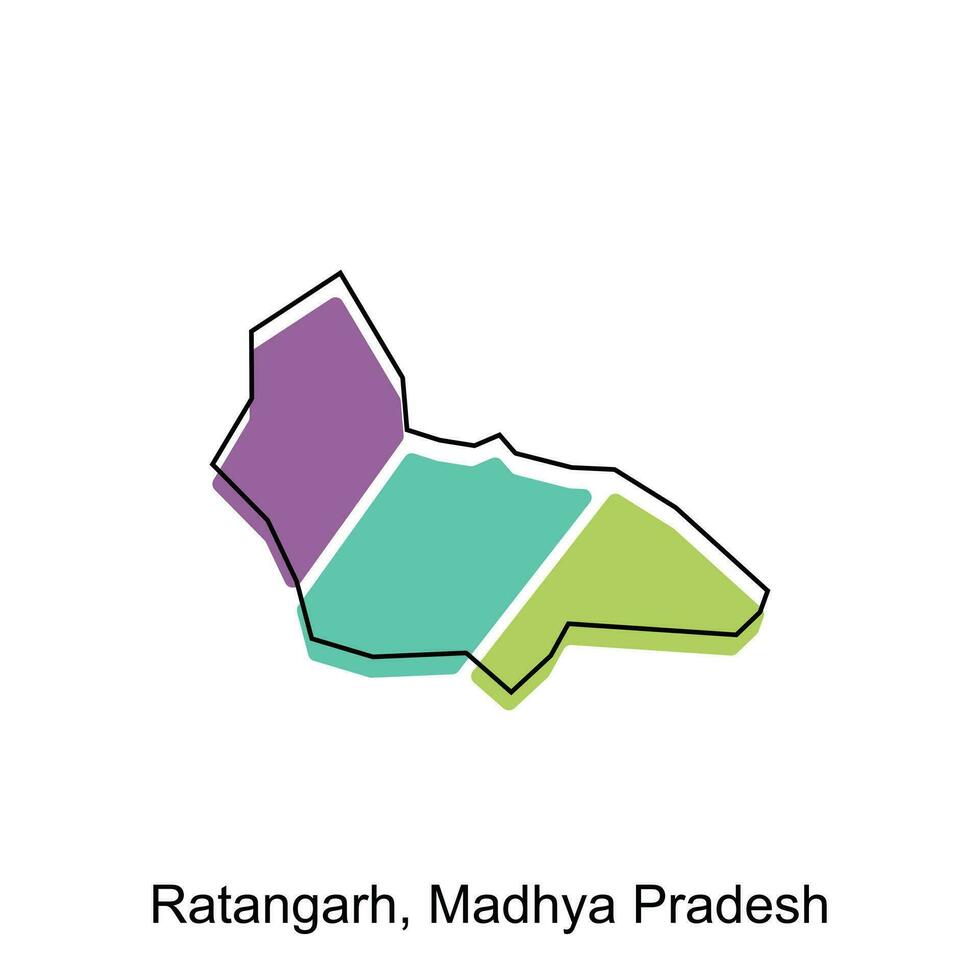 Ratanagarh, Madhya Pradesh City of India Country map vector illustration design template, vector with outline graphic sketch style on white background