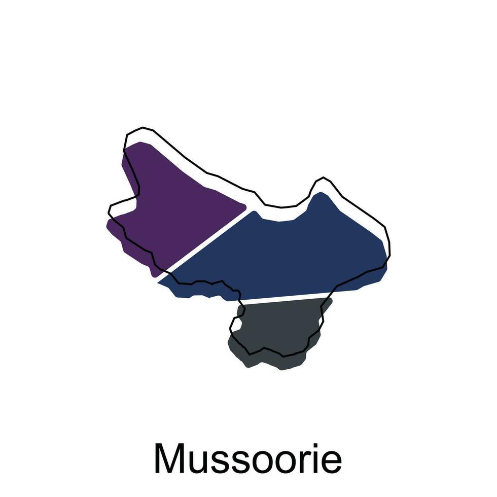mapa de Mussoorie ciudad moderno describir, alto detallado ilustración vector diseño modelo