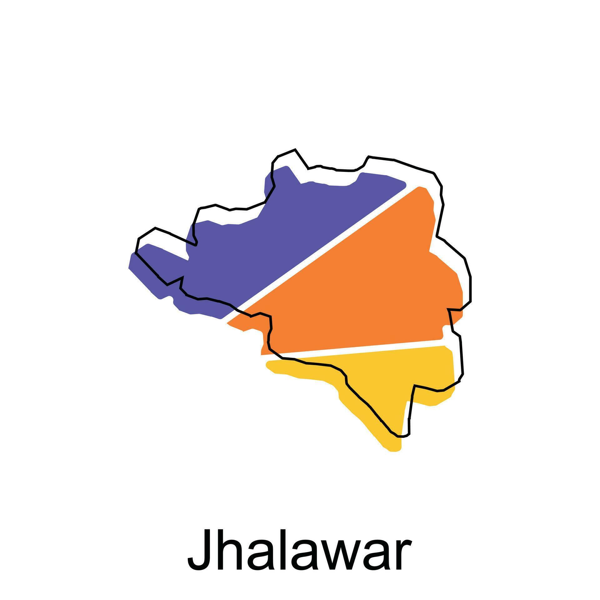 Map of Jhalawar vector template with outline, graphic sketch style