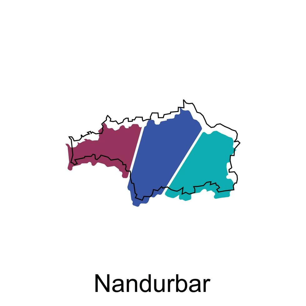 Map of Nandurbar World Map International vector template with outline, graphic sketch style isolated on white background