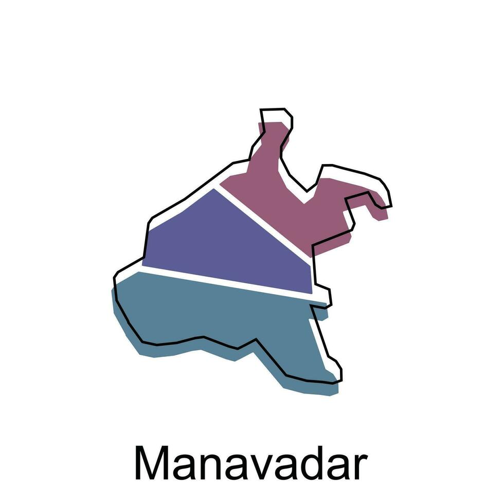 mapa de manavadar ciudad moderno sencillo geométrico, ilustración vector diseño modelo