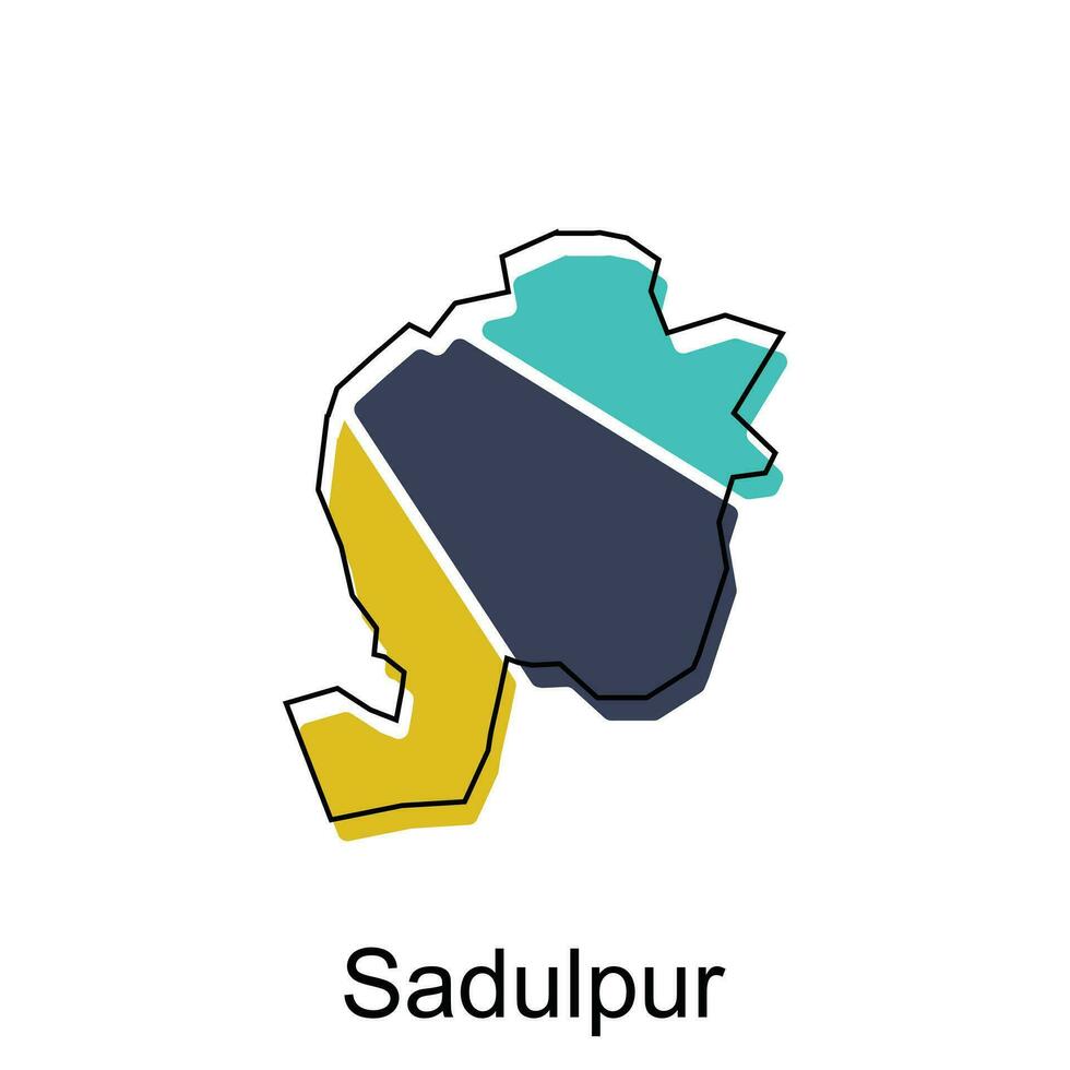 Sadulpur City of India Country map vector illustration design template, vector with outline graphic sketch style on white background