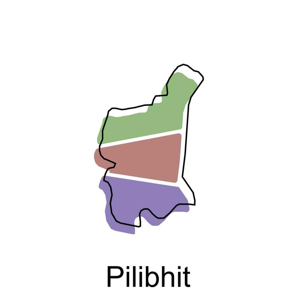 Map of Pilibhit modern outline, High detailed vector illustration Design Template, suitable for your company