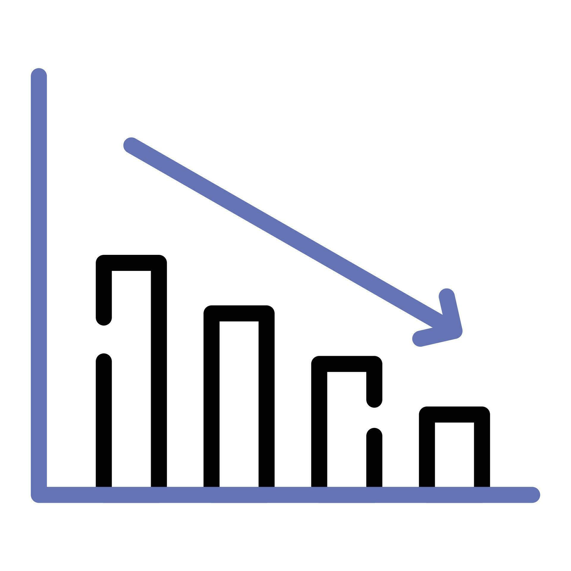 Decrease chart icon design in modern style, isolated on white ...
