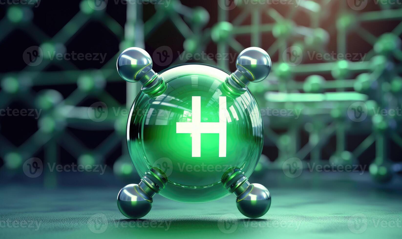 The H molecule is isolated. Scientific background. For banner, postcard, book illustration.Created with tools photo