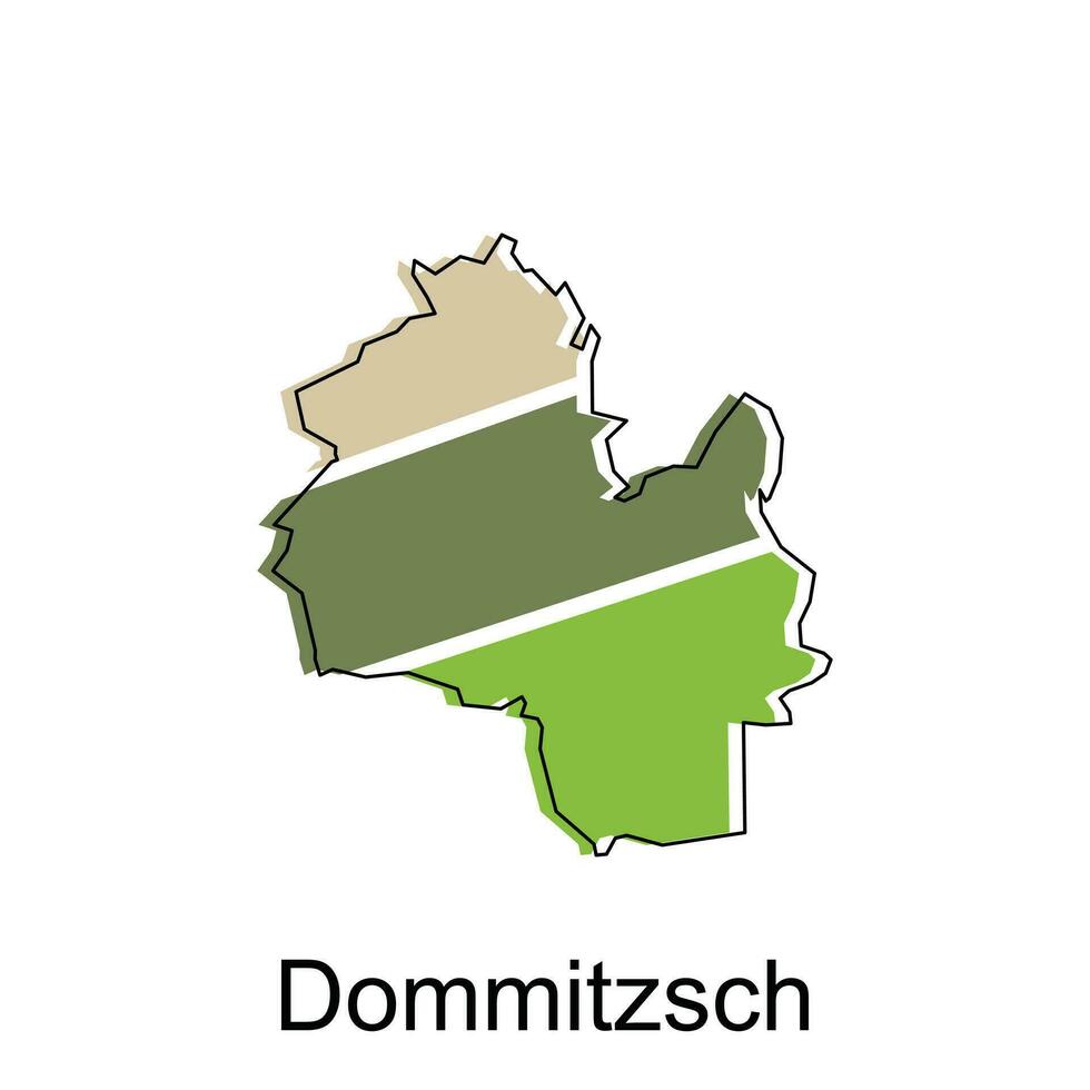 Map of Dommitzsch colorful geometric outline design, World map country vector illustration template
