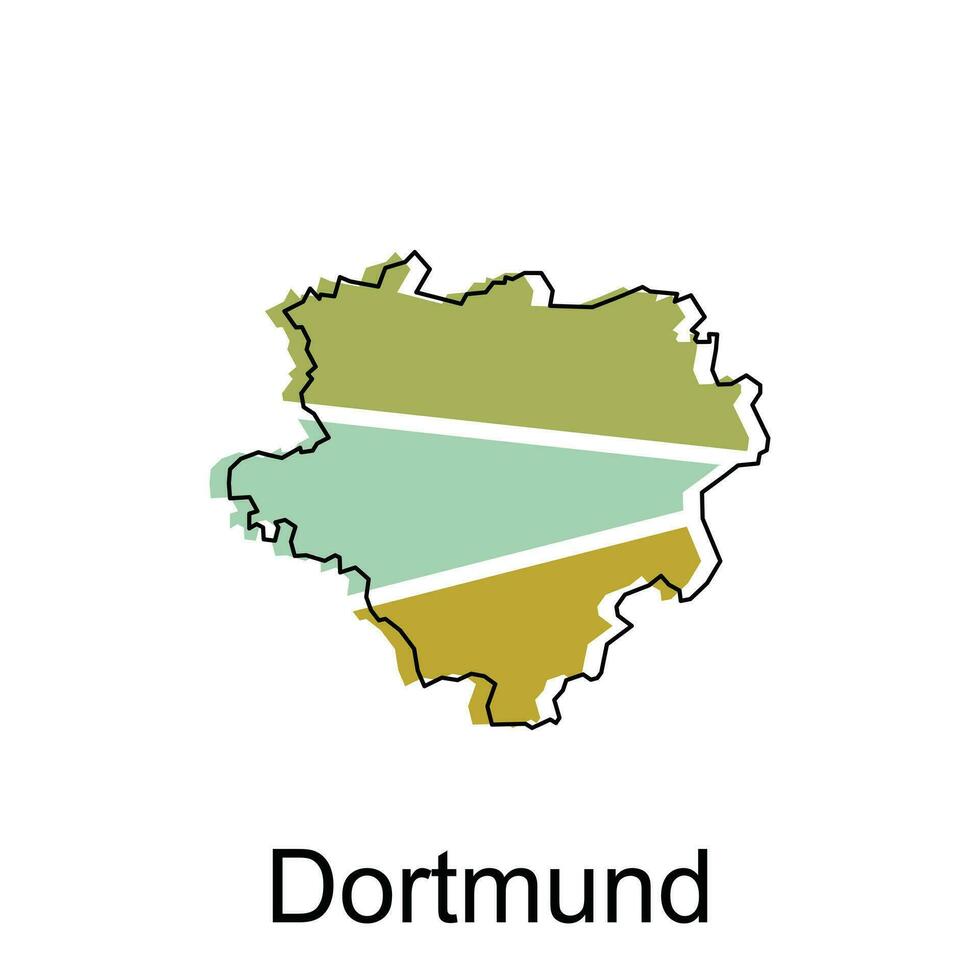 Map of Dortmund colorful geometric outline design, World map country vector illustration template