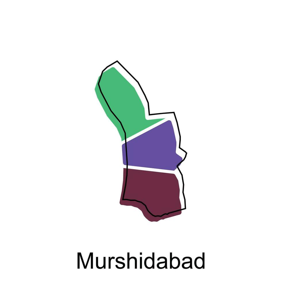 Murshidabad ciudad de India país mapa vector ilustración diseño plantilla, vector con contorno gráfico bosquejo estilo en blanco antecedentes