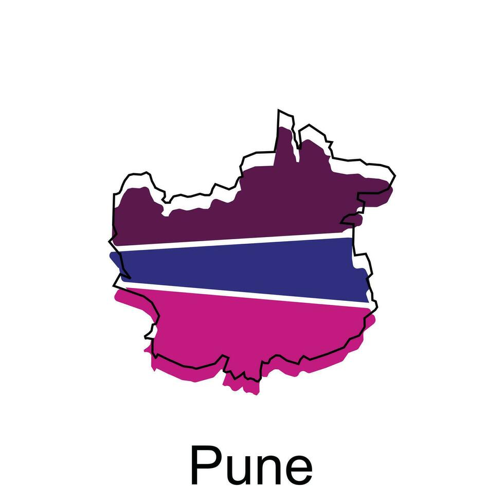 Map of Pune modern outline, High detailed vector illustration Design Template, suitable for your company