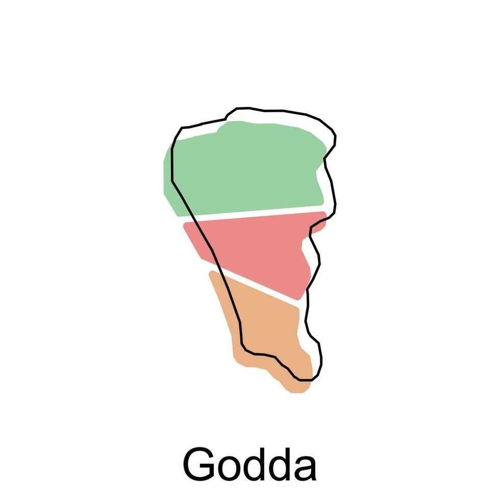 Map of Godda World Map International vector template with outline, graphic sketch style isolated on white background