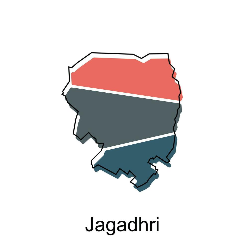mapa de jagadhri ciudad moderno sencillo geométrico, ilustración vector diseño modelo