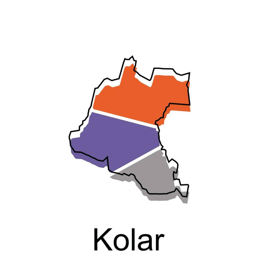 Map of Kolar vector template with outline, graphic sketch style isolated on white background