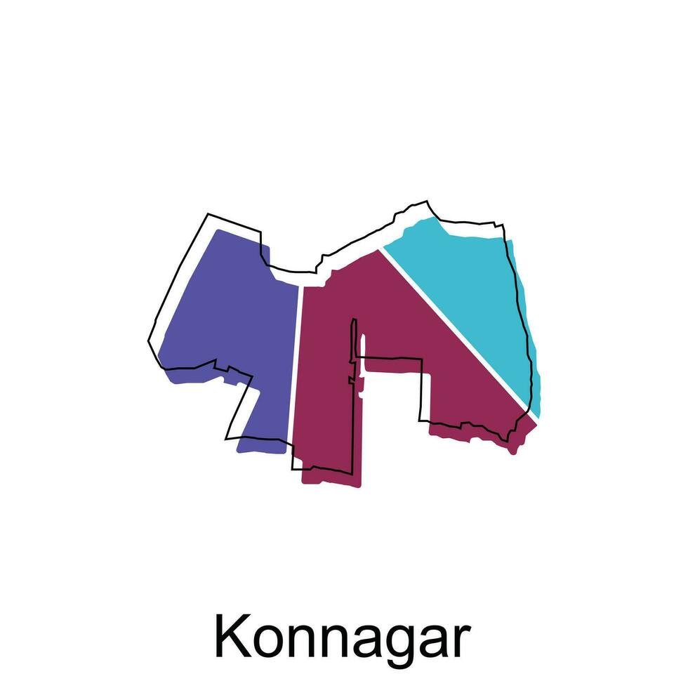 mapa de konnagar vector modelo con describir, gráfico bosquejo estilo aislado en blanco antecedentes