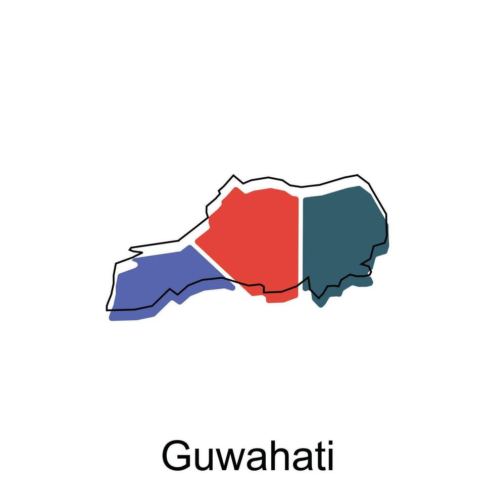 Map of Guwahati modern outline, High detailed vector illustration Design Template, suitable for your company