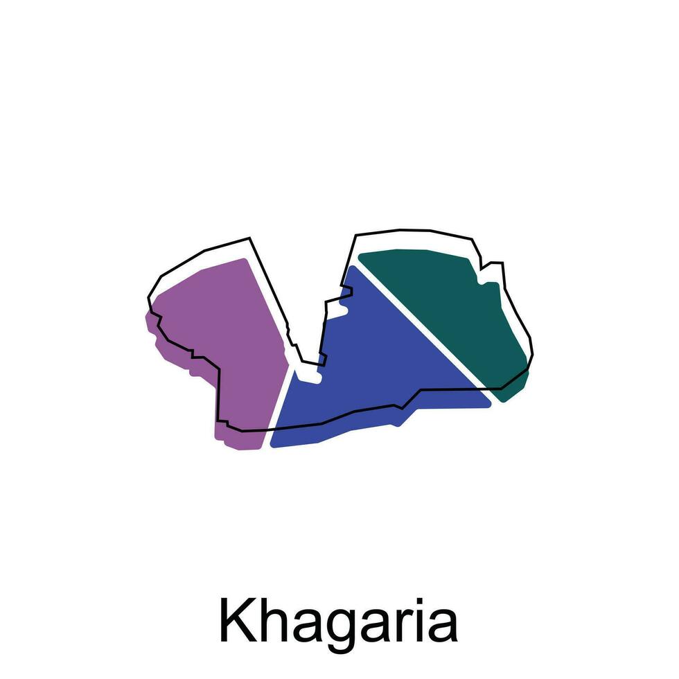 Map of Khagaria vector template with outline, graphic sketch style isolated on white background
