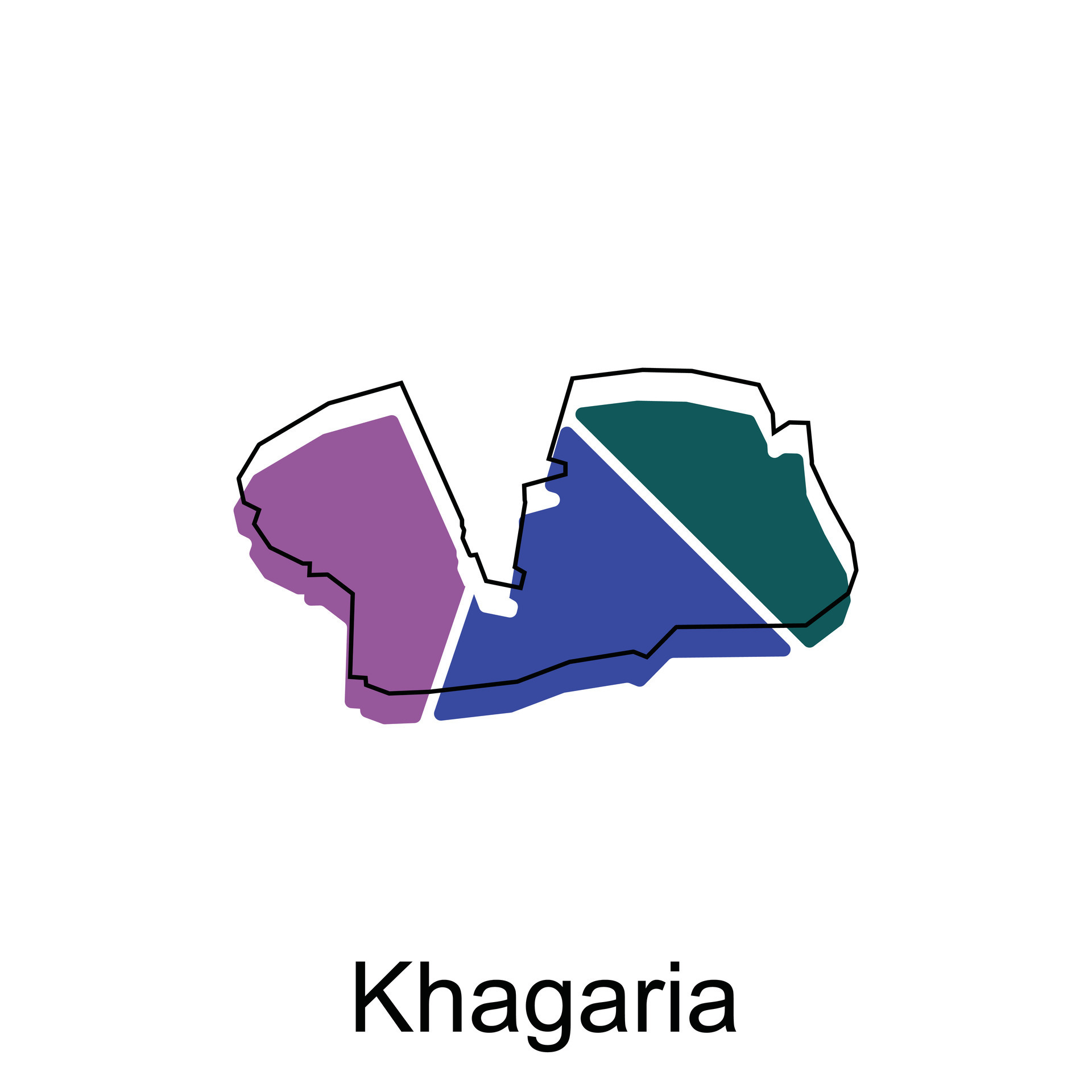 Map of Khagaria vector template with outline, graphic sketch style