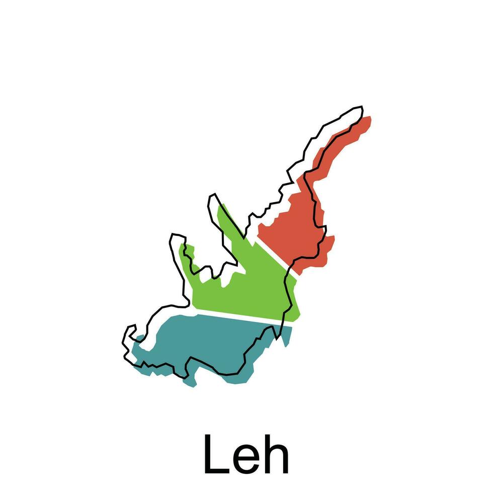 Map of Leh vector template with outline, graphic sketch style isolated on white background