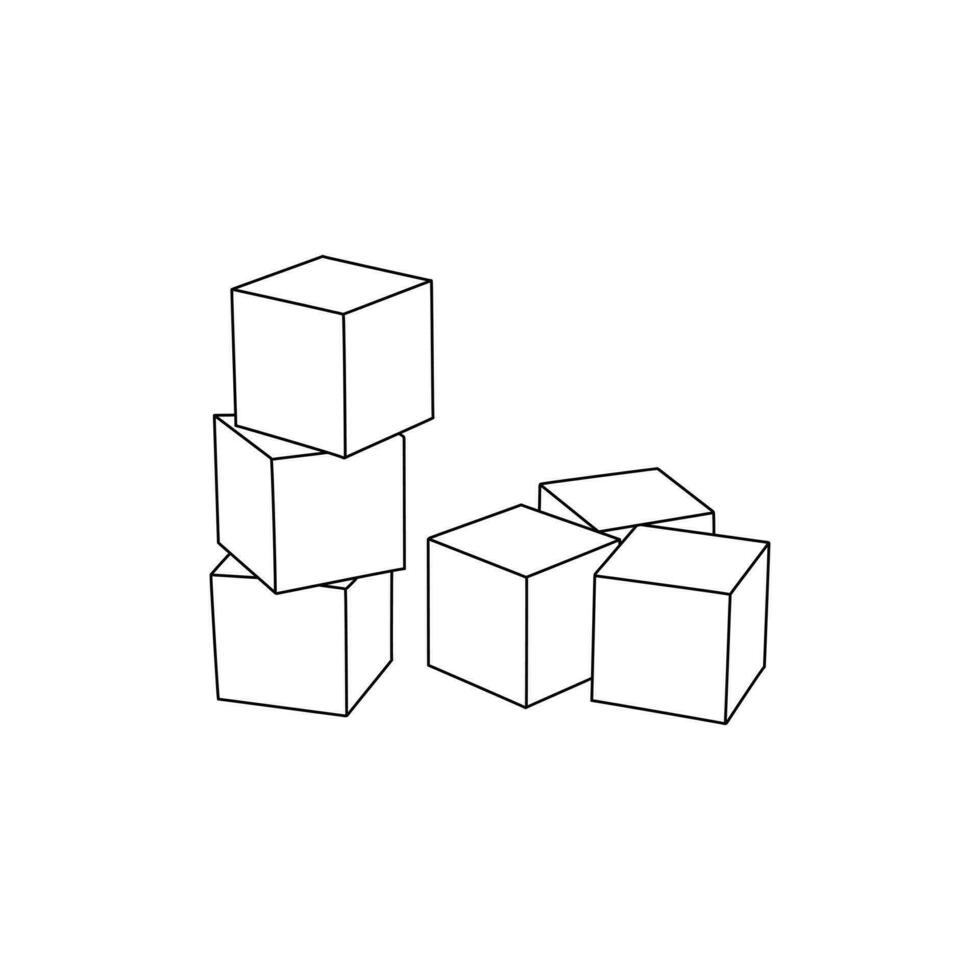 cubo línea sencillo moderno contorno estilo iconos vector ilustración en un blanco antecedentes.