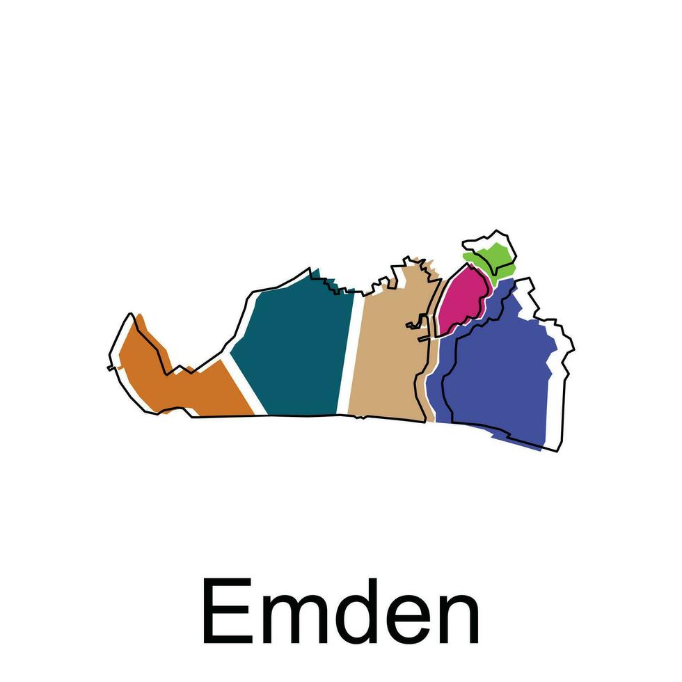 Emden City of German map vector illustration, vector template with outline graphic sketch style isolated on white background