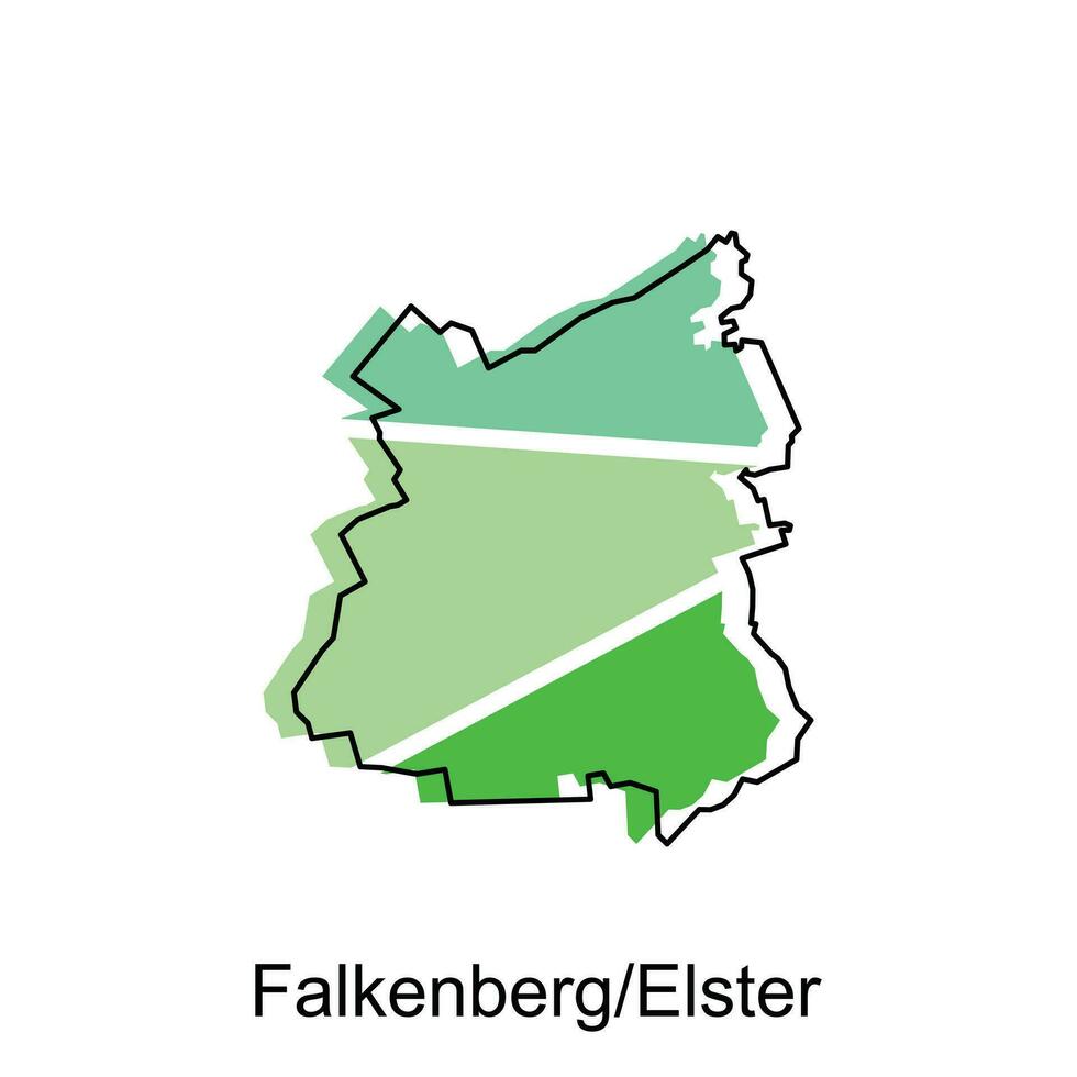 falkenberg elster ciudad de alemán mapa vector ilustración, vector modelo con contorno gráfico bosquejo estilo aislado en blanco antecedentes