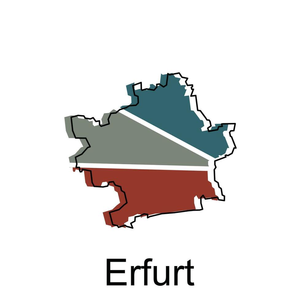 Erfurt City of German map vector illustration, vector template with outline graphic sketch style isolated on white background