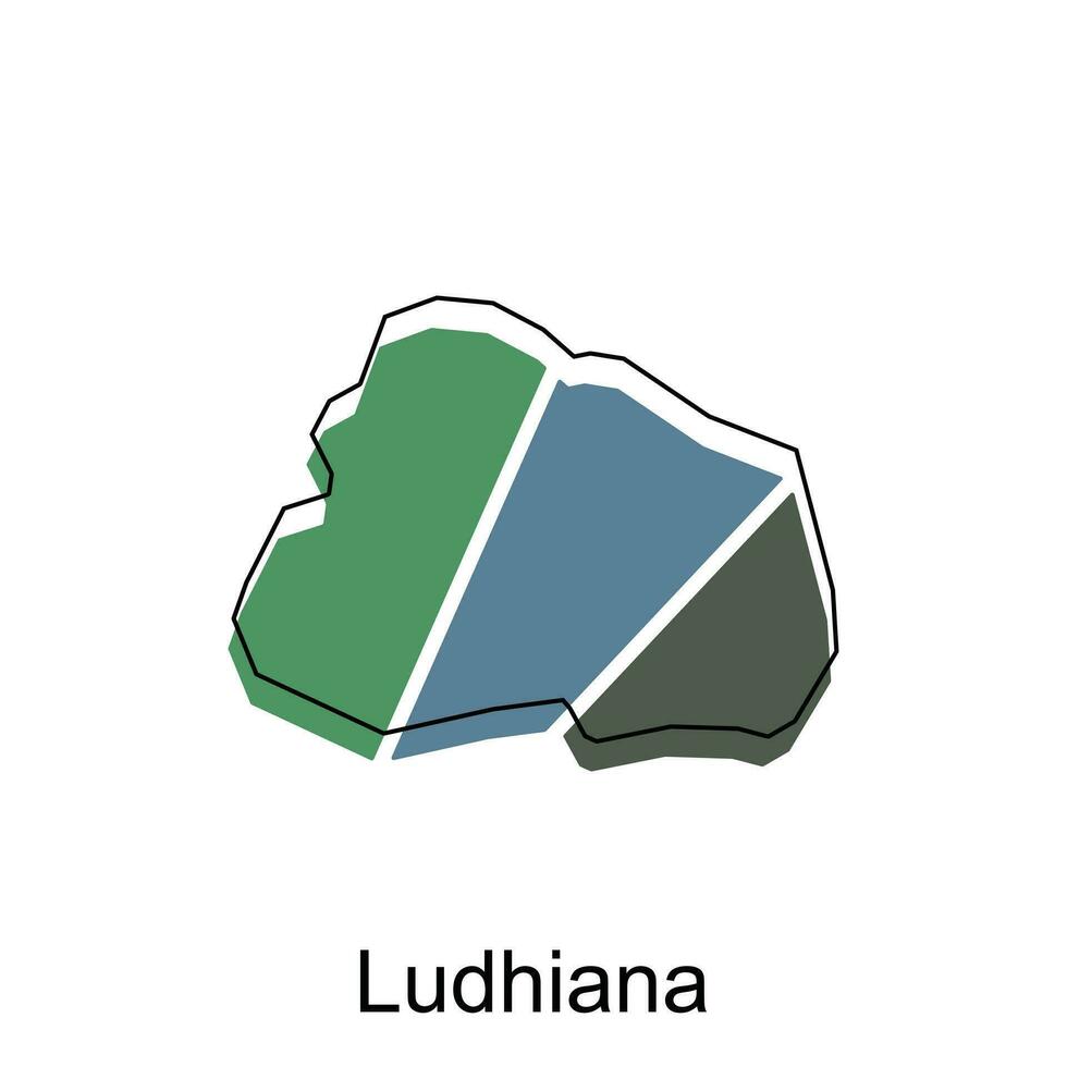 Map Of Ludhiana City Modern Simple Geometric, illustration vector design template