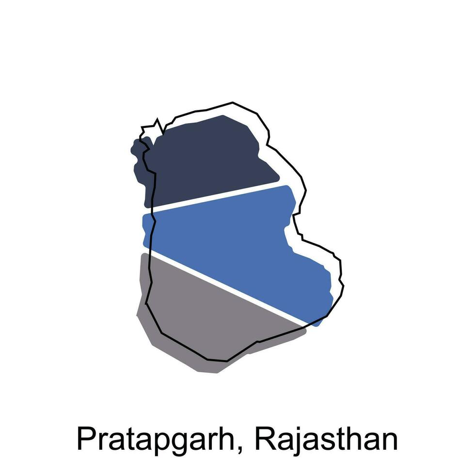 Map of Pratapgarh, Rajasthan modern outline, High detailed vector illustration Design Template, suitable for your company