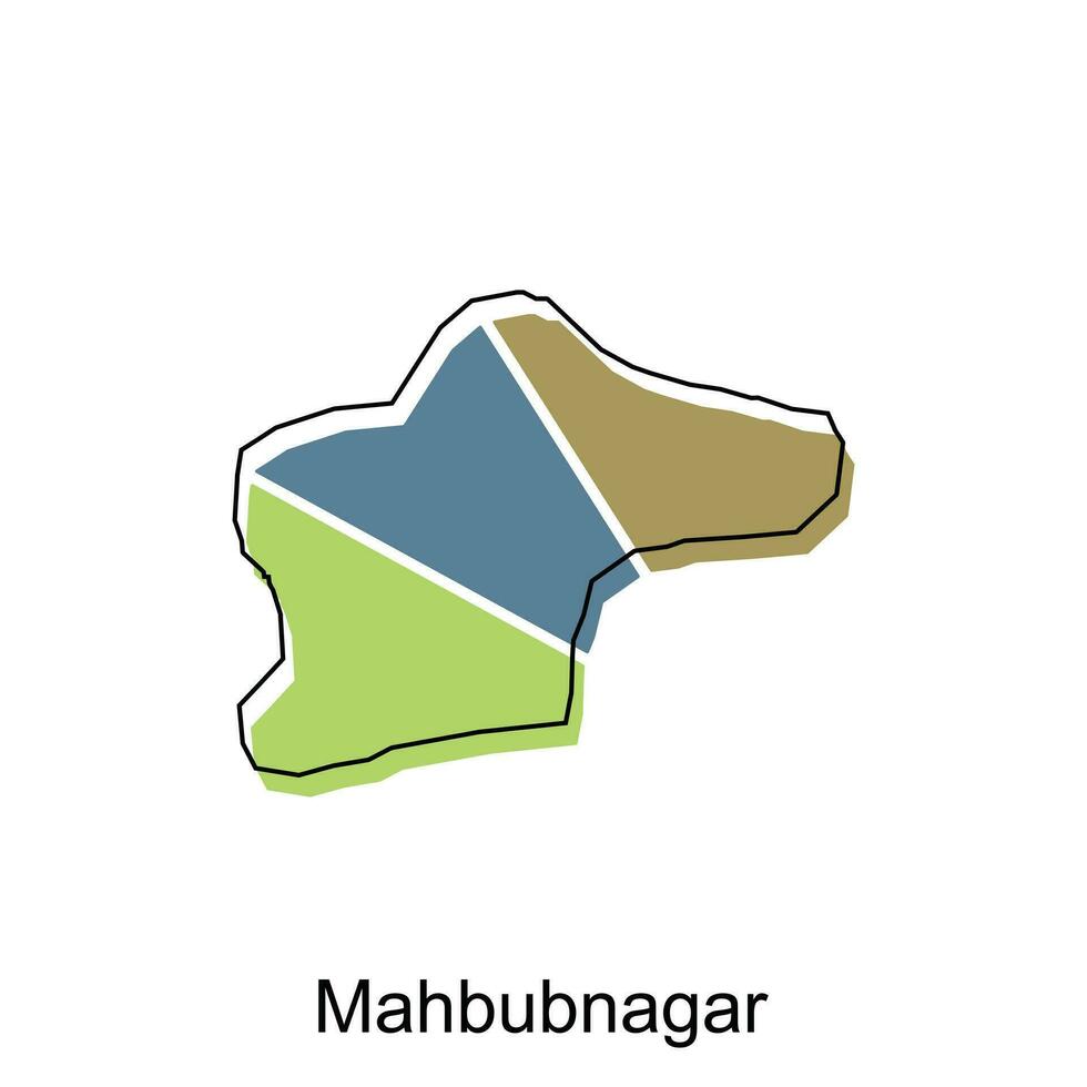 mapa de mahbubnagar ciudad moderno sencillo geométrico, ilustración vector diseño modelo