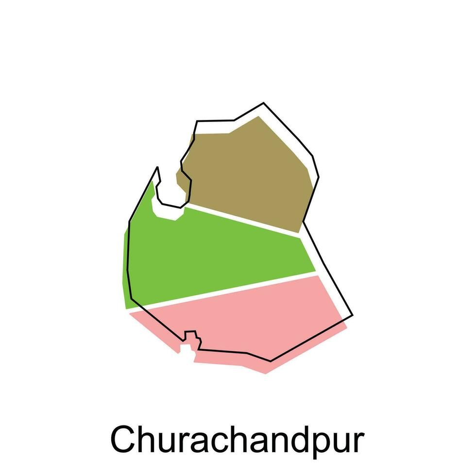 map of Churachandpur vector design template, national borders and important cities illustration