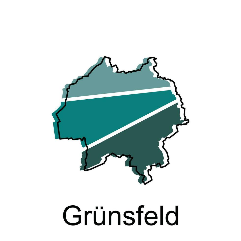 mapa ciudad de Grunsfeld ilustración diseño plantilla, geométrico vistoso moderno diseño vector
