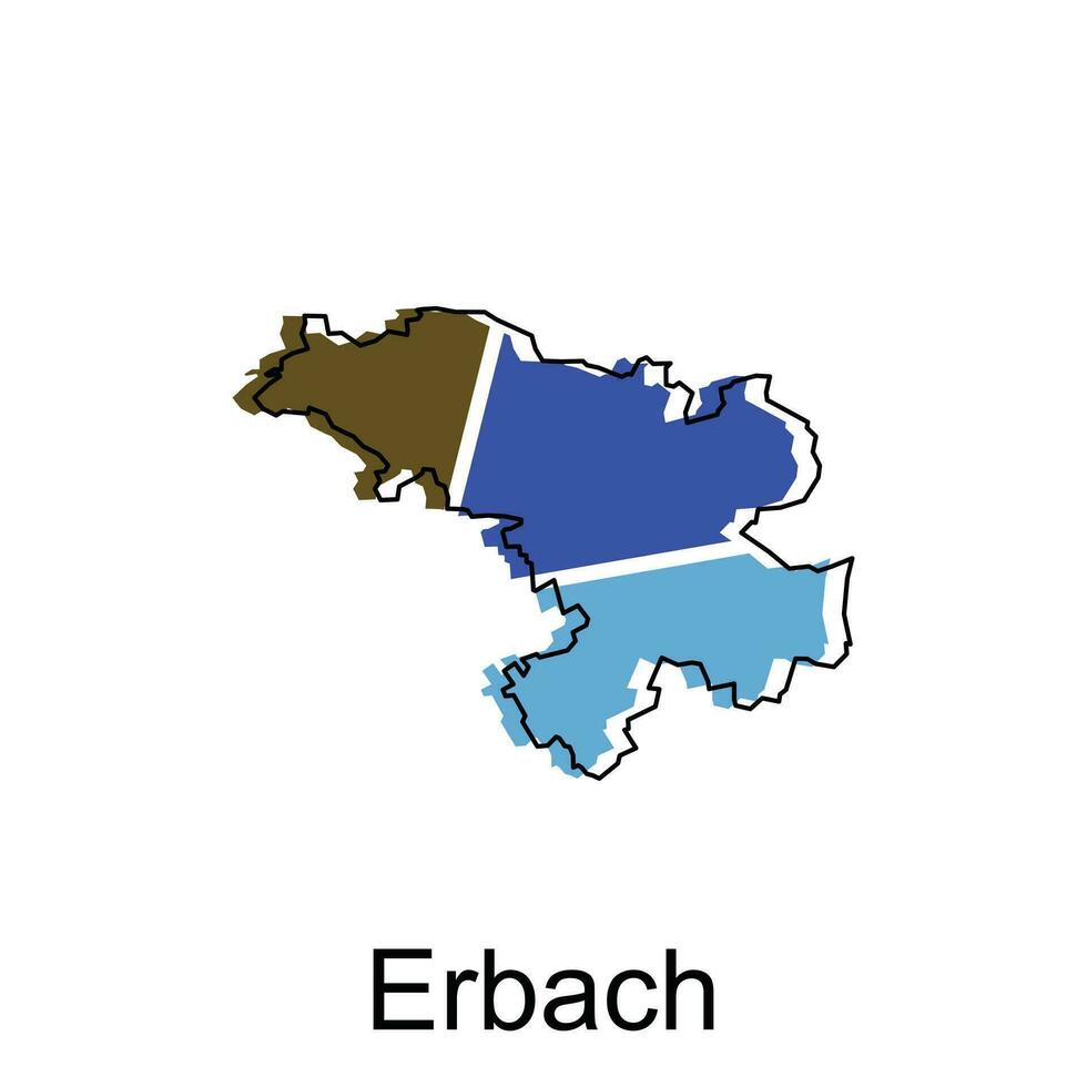 erbach ciudad de alemán mapa vector ilustración, vector modelo con contorno gráfico bosquejo estilo aislado en blanco antecedentes