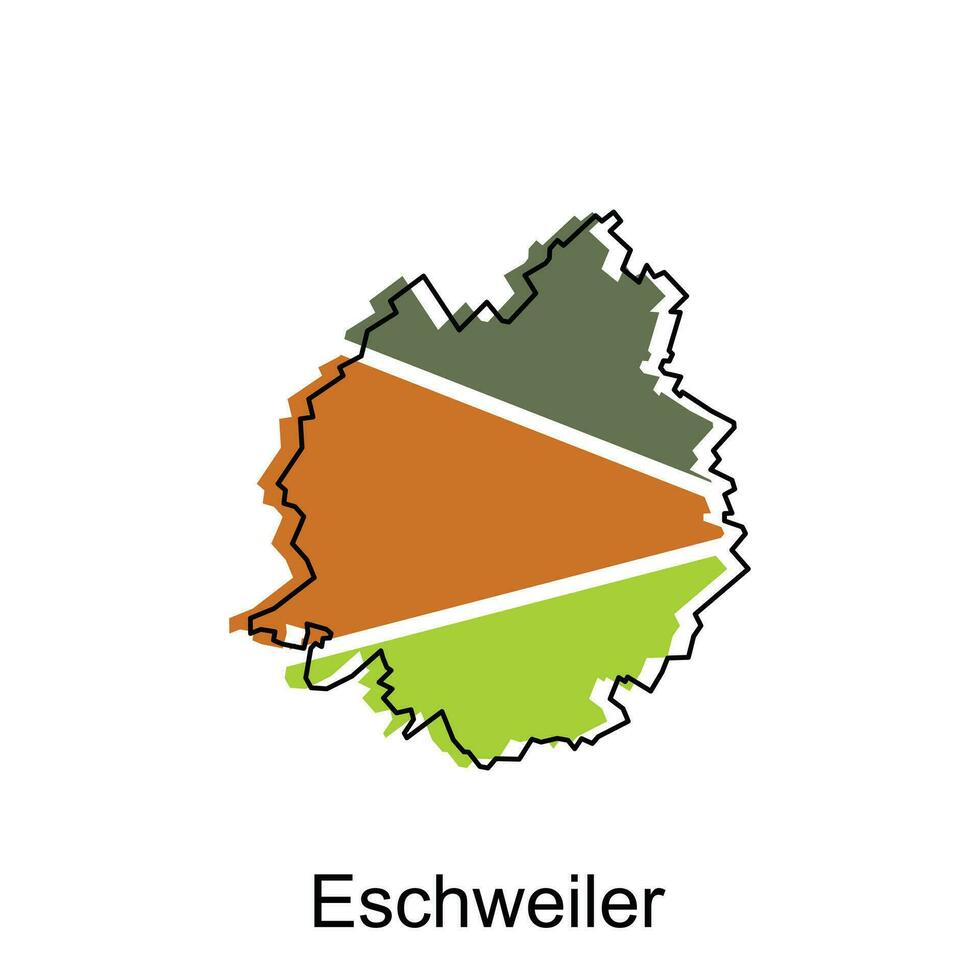 Eschweiler City of German map vector illustration, vector template with outline graphic sketch style isolated on white background