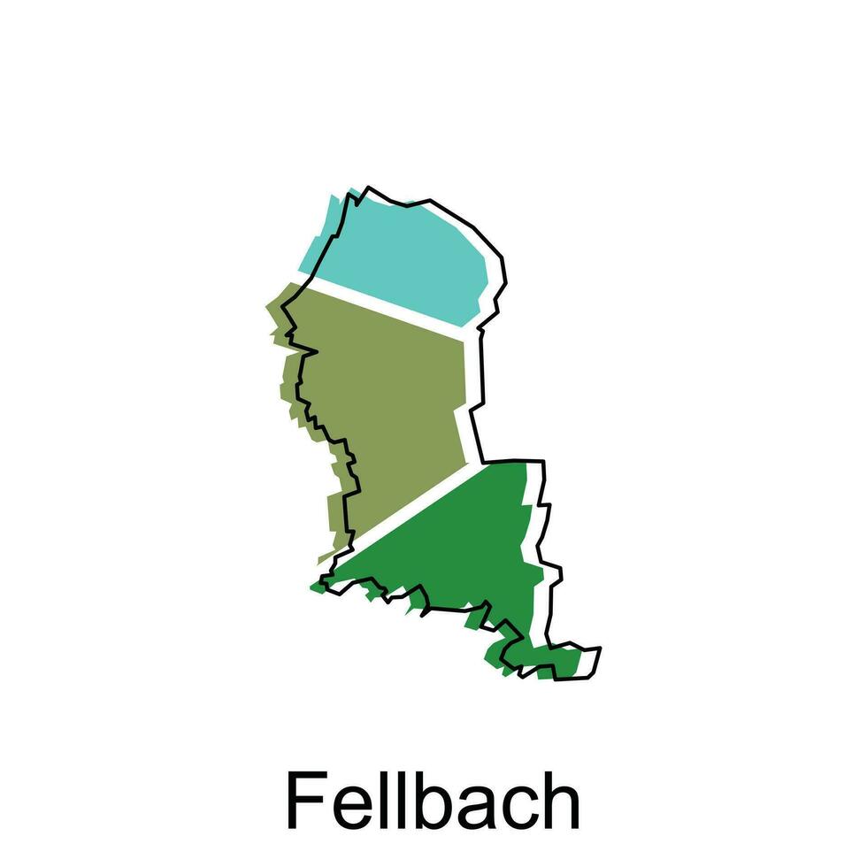 Felbach ciudad de alemán mapa vector ilustración, vector modelo con contorno gráfico bosquejo estilo aislado en blanco antecedentes