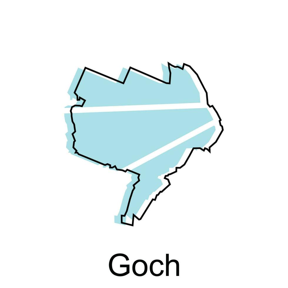 map of Goch geometric vector design template, national borders and important cities illustration