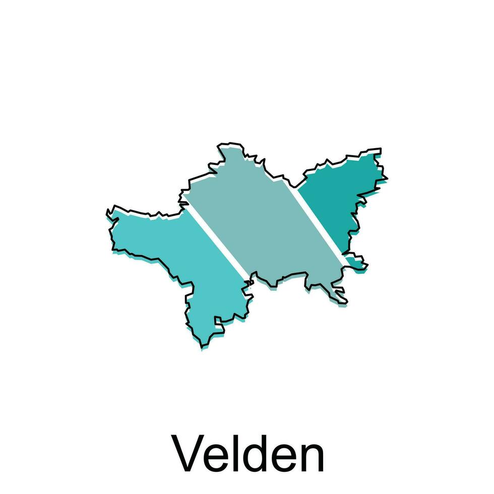 mapa de velden geométrico vector diseño plantilla, nacional fronteras y importante ciudades ilustración