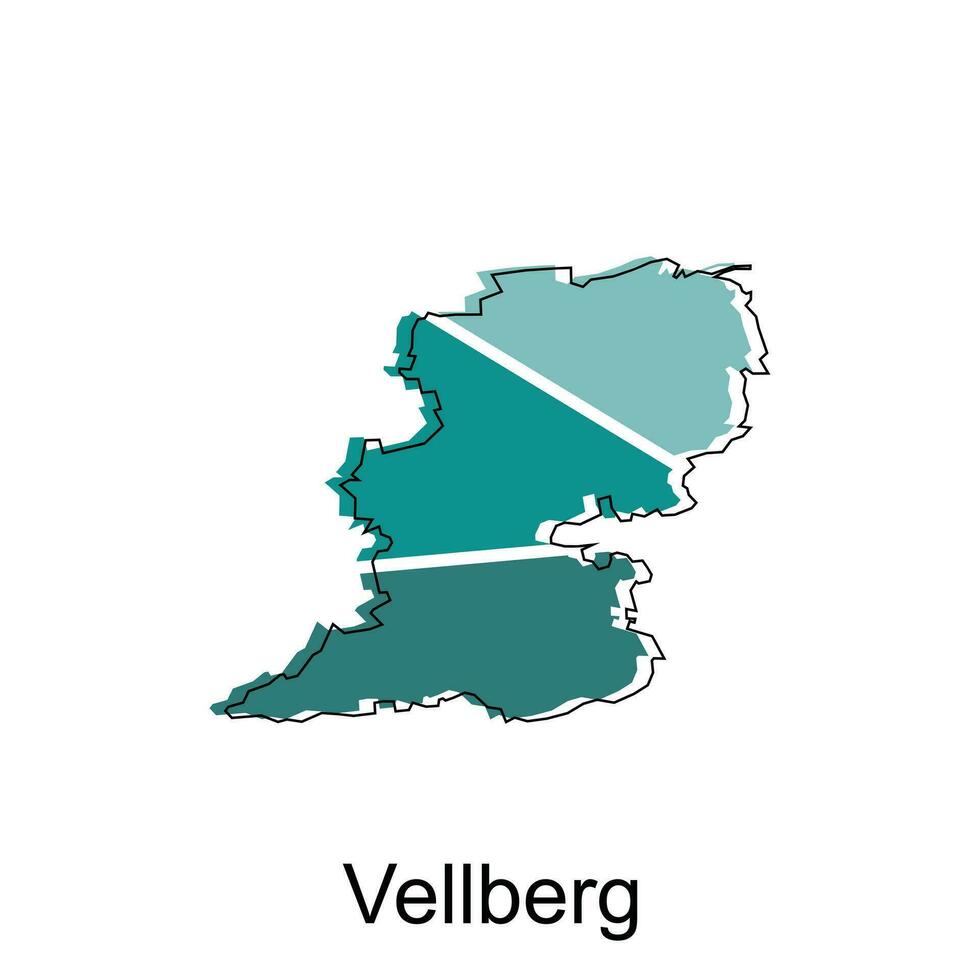 mapa ciudad de Vellberg ilustración diseño plantilla, geométrico vistoso moderno diseño vector