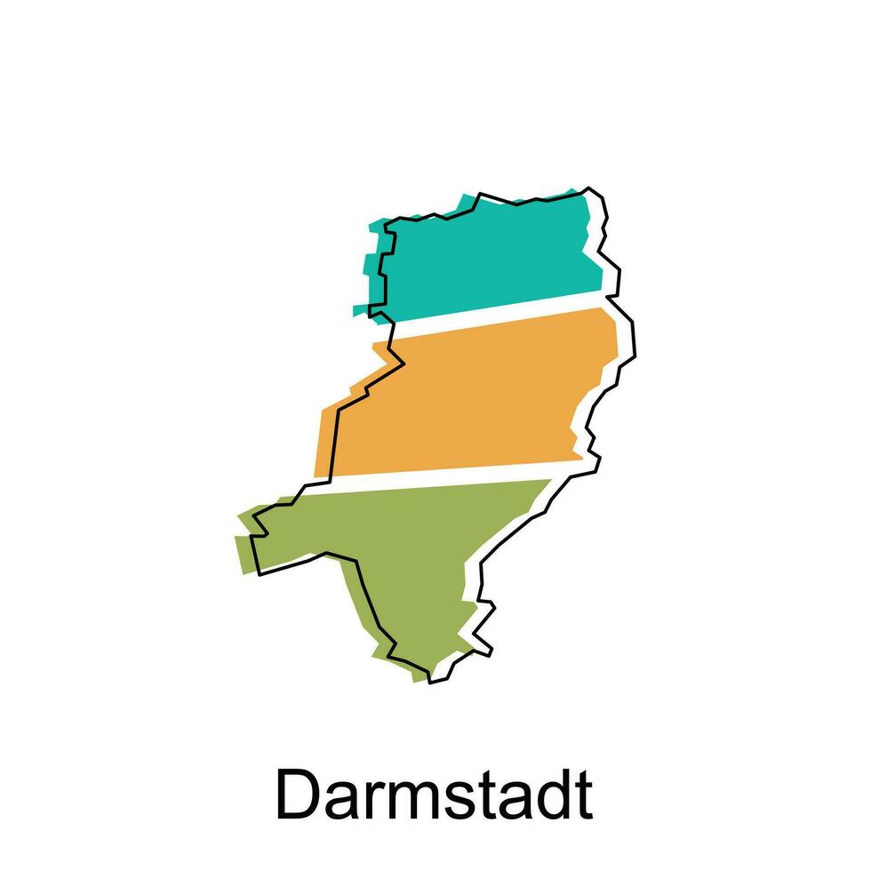 mapa de Darmstadt vistoso geométrico contorno diseño, mundo mapa país vector ilustración modelo