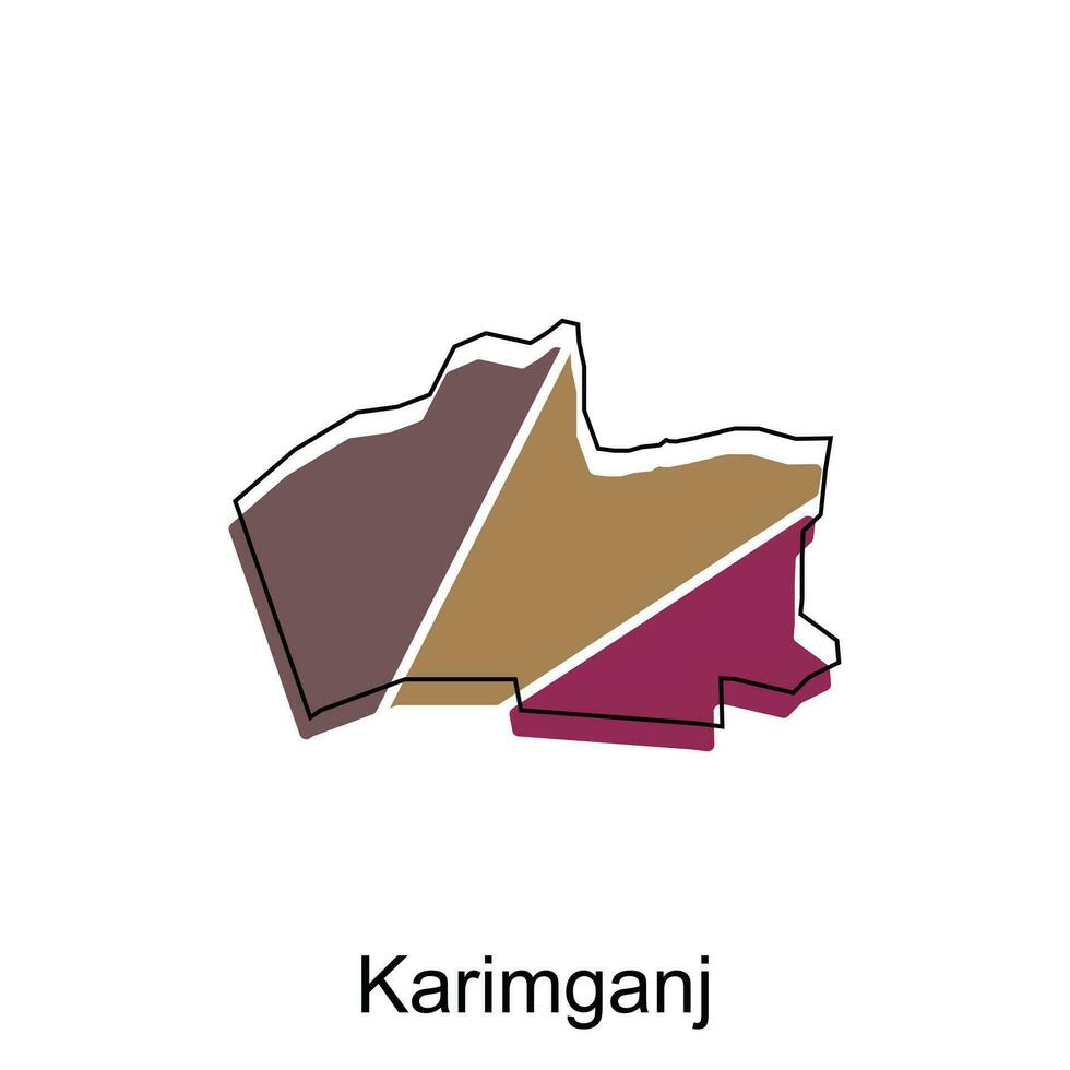 mapa de karimganj ciudad moderno sencillo geométrico, ilustración vector diseño modelo