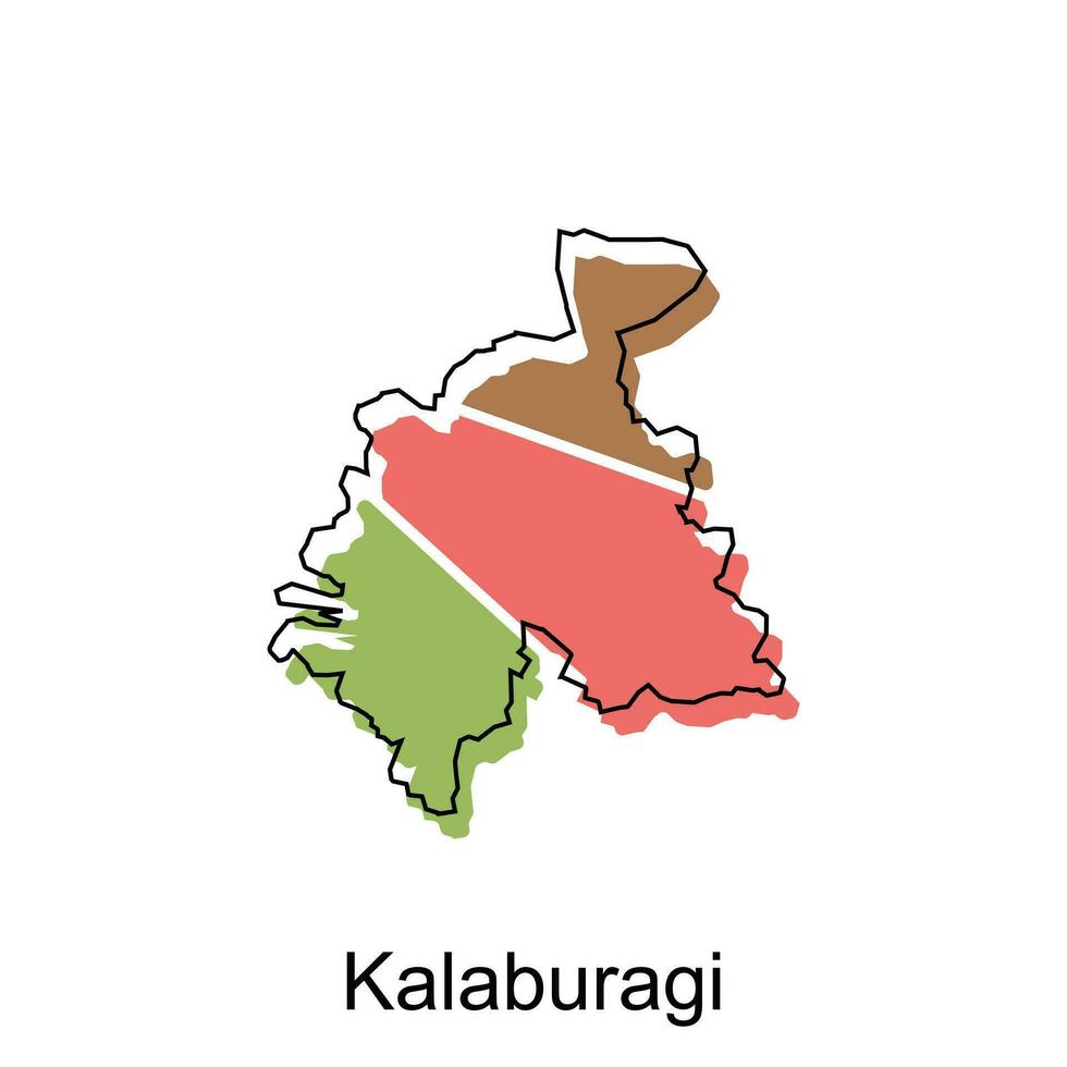 mapa de kalaburagi ciudad moderno sencillo geométrico, ilustración vector diseño modelo