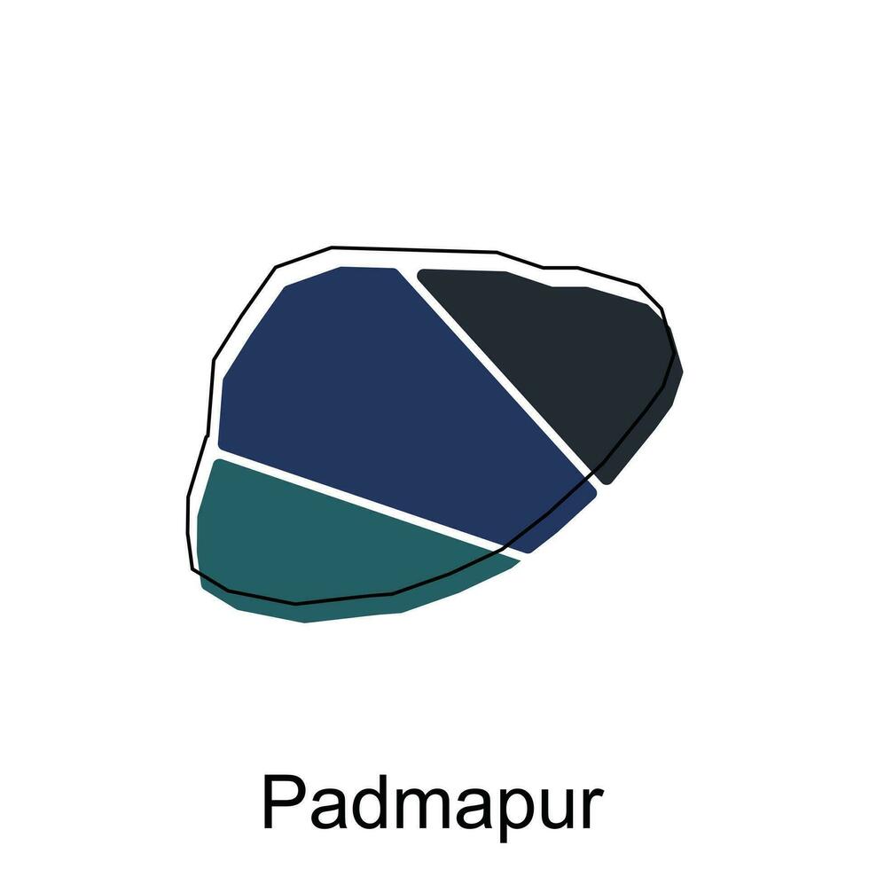 map of Padmapur vector design template, national borders and important cities illustration