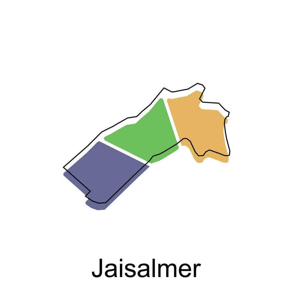Map of Jaisalmer vector template with outline, graphic sketch style isolated on white background