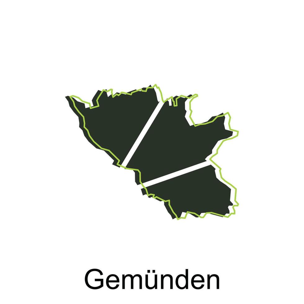 map of Gemunden design template, geometric with outline illustration design vector