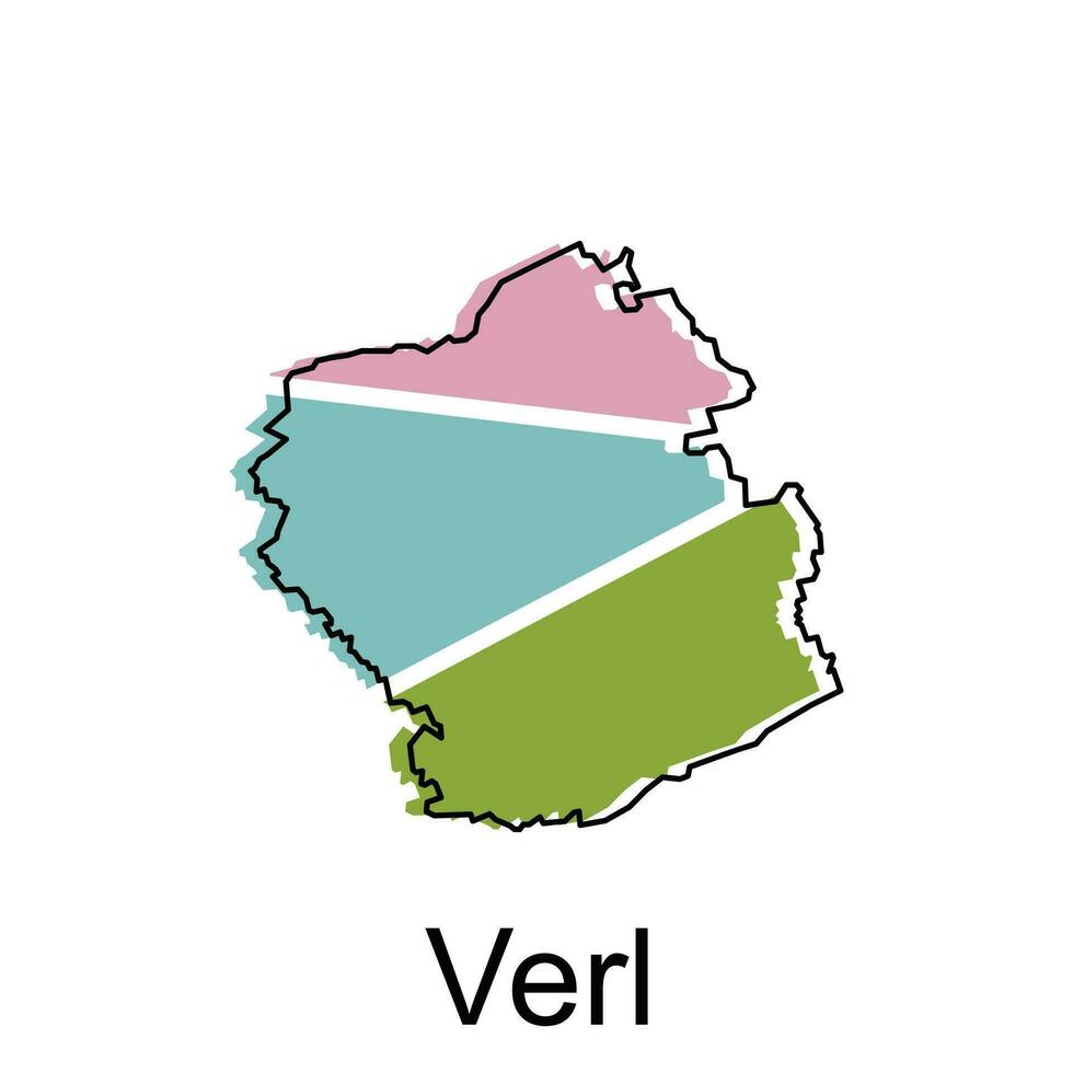 map of Verl geometric vector design template, national borders and important cities illustration