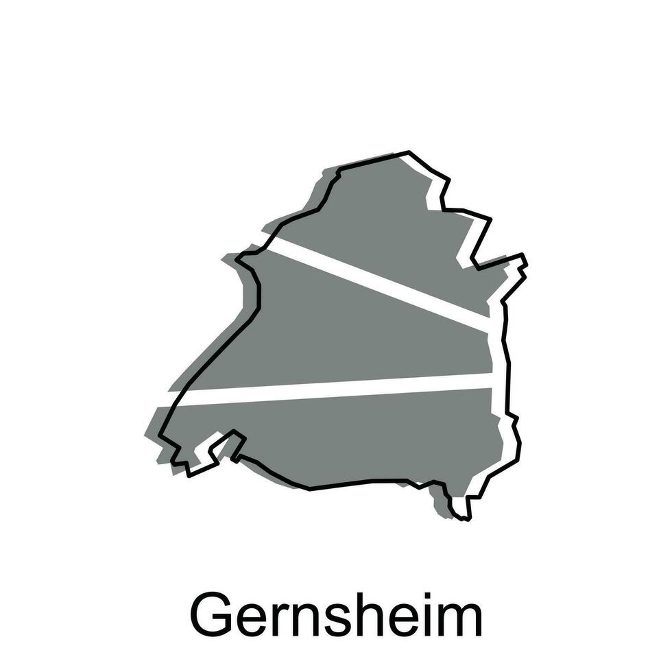 mapa de Gernsheim diseño plantilla, geométrico con contorno ilustración diseño vector