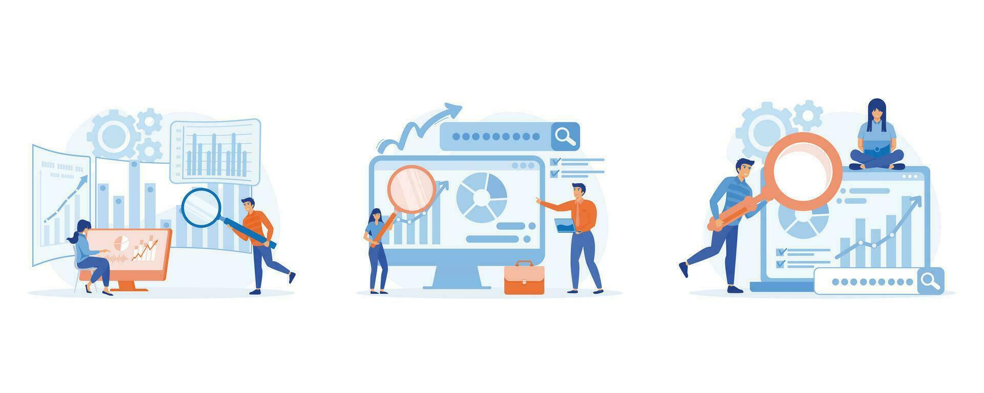 statistical and Data analysis for business finance investment concept, smart business analysis, financial data report, set flat vector modern illustration