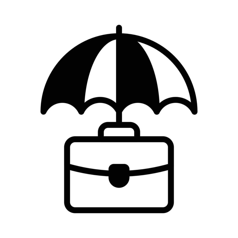 negocio bolso debajo paraguas demostración negocio seguro concepto icono vector